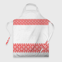 Фартук кулинарный Славянский орнамент (на белом), цвет: 3D-принт