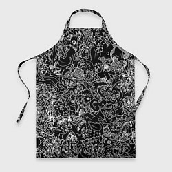 Фартук Монстры черно-белый паттерн