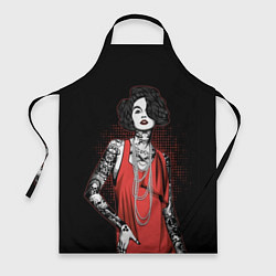 Фартук кулинарный Девушка в красном платье, цвет: 3D-принт