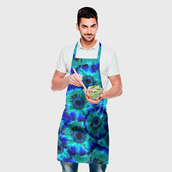 Фартук кулинарный Голубые хризантемы, цвет: 3D-принт — фото 2