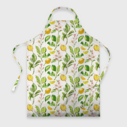 Фартук кулинарный Летний узор лимон ветки листья, цвет: 3D-принт