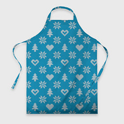 Фартук кулинарный Голубой рождественский свитер, цвет: 3D-принт