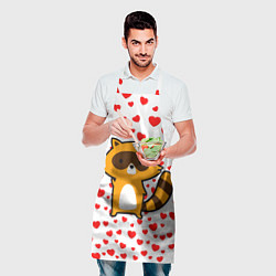 Фартук кулинарный Енот в сердечках, цвет: 3D-принт — фото 2