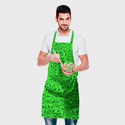 Фартук кулинарный Черепа на кислотно-зеленом фоне, цвет: 3D-принт — фото 2