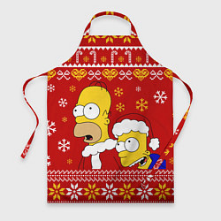 Фартук кулинарный Новогодний Гомер и Барт Симпсоны, цвет: 3D-принт