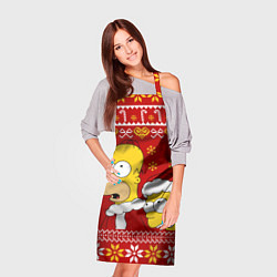 Фартук кулинарный Новогодний Гомер и Барт Симпсоны, цвет: 3D-принт — фото 2
