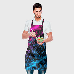 Фартук кулинарный НЕОНОВЫЕ МОЛНИИ, GENSHIN IMPACT NEON, цвет: 3D-принт — фото 2
