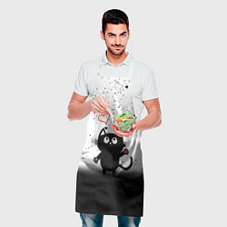 Фартук кулинарный Котик в тумане Сердечки, цвет: 3D-принт — фото 2