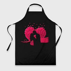 Фартук кулинарный Силуэты Влюбленных Сердце из Роз и Любовь, цвет: 3D-принт
