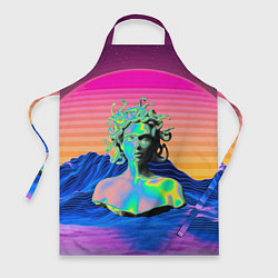 Фартук Gorgon Medusa Vaporwave Neon Mountains