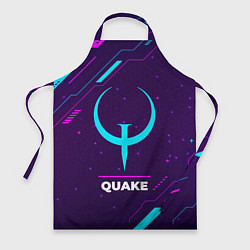 Фартук кулинарный Символ Quake в неоновых цветах на темном фоне, цвет: 3D-принт