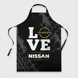 Фартук кулинарный Nissan Love Classic со следами шин на фоне, цвет: 3D-принт