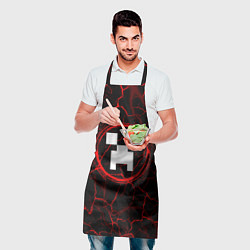Фартук кулинарный Символ Minecraft и краска вокруг на темном фоне, цвет: 3D-принт — фото 2
