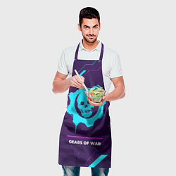 Фартук кулинарный Символ Gears of War в неоновых цветах на темном фо, цвет: 3D-принт — фото 2