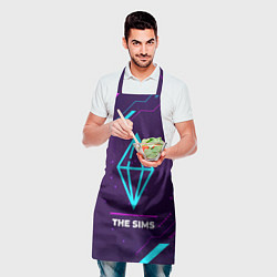 Фартук кулинарный Символ The Sims в неоновых цветах на темном фоне, цвет: 3D-принт — фото 2
