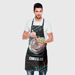 Фартук кулинарный Значок Chrysler в стиле Glitch на темном фоне, цвет: 3D-принт — фото 2