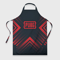 Фартук кулинарный Красный Символ PUBG на темном фоне со стрелками, цвет: 3D-принт