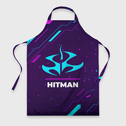 Фартук кулинарный Символ Hitman в неоновых цветах на темном фоне, цвет: 3D-принт