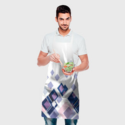 Фартук кулинарный Геометрический узор в бело-синий тонах, цвет: 3D-принт — фото 2