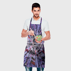 Фартук кулинарный Неоновый абстрактный коридор - Фиолетовый, цвет: 3D-принт — фото 2