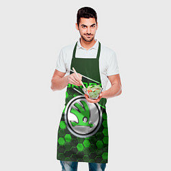 Фартук кулинарный ШКОДА - Зеленая техно броня, цвет: 3D-принт — фото 2