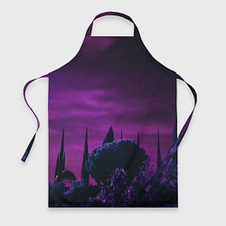 Фартук кулинарный Ночное сияние в тёмном лесу - Фиолетовый, цвет: 3D-принт