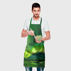 Фартук кулинарный Абстрактное полярное сияние - Зелёный, цвет: 3D-принт — фото 2