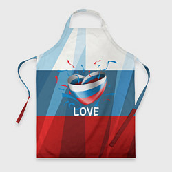 Фартук кулинарный Флаг России в виде сердца, цвет: 3D-принт