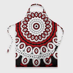 Фартук кулинарный Красно-черный калейдоскоп мандала, цвет: 3D-принт