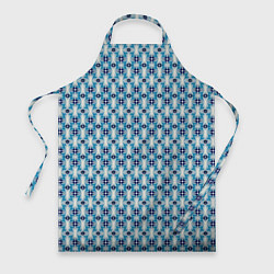 Фартук кулинарный Сине-белый геометрический икат узор, цвет: 3D-принт