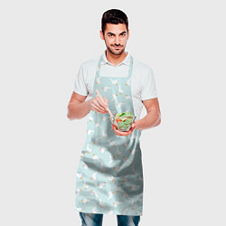 Фартук кулинарный Гуси на нежно-голубом паттерн, цвет: 3D-принт — фото 2