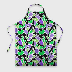 Фартук кулинарный Зелено-фиолетовый абстрактный узор, цвет: 3D-принт