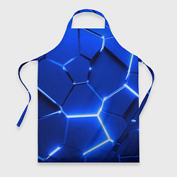Фартук кулинарный Синие неоновые геометрические плиты, цвет: 3D-принт