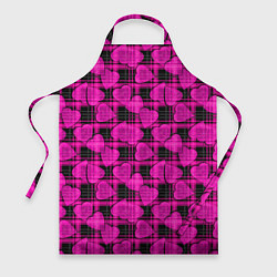 Фартук Black and pink hearts pattern on checkered