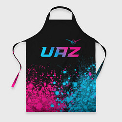 Фартук кулинарный UAZ - neon gradient: символ сверху, цвет: 3D-принт