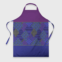 Фартук кулинарный Combined burgundy-blue pattern with patchwork, цвет: 3D-принт