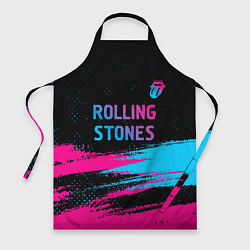 Фартук кулинарный Rolling Stones - neon gradient: символ сверху, цвет: 3D-принт
