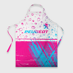 Фартук кулинарный Peugeot neon gradient style: символ сверху, цвет: 3D-принт