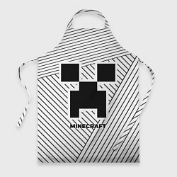 Фартук кулинарный Символ Minecraft на светлом фоне с полосами, цвет: 3D-принт