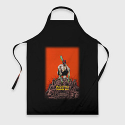 Фартук кулинарный Человек-бензопила Дэндзи на красном фоне, цвет: 3D-принт