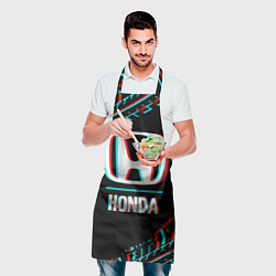 Фартук кулинарный Значок Honda в стиле glitch на темном фоне, цвет: 3D-принт — фото 2