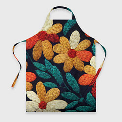 Фартук кулинарный Цветы в стиле вышивки, цвет: 3D-принт