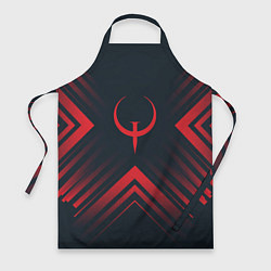 Фартук кулинарный Красный символ Quake на темном фоне со стрелками, цвет: 3D-принт