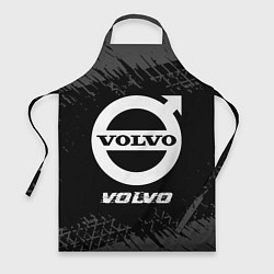 Фартук кулинарный Volvo speed на темном фоне со следами шин, цвет: 3D-принт
