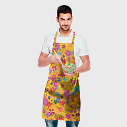Фартук кулинарный Нарисованные цветы - орнамент, цвет: 3D-принт — фото 2