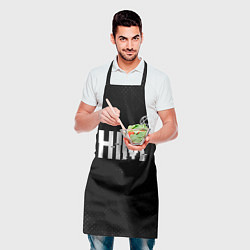 Фартук кулинарный HIM glitch на темном фоне: символ сверху, цвет: 3D-принт — фото 2