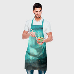 Фартук кулинарный Сине-зелёный туман и мазки красок, цвет: 3D-принт — фото 2