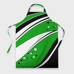 Фартук кулинарный Абстрактный узор черно зеленый с белым, цвет: 3D-принт
