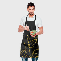 Фартук кулинарный Золотая каллиграфия на черном фоне, цвет: 3D-принт — фото 2