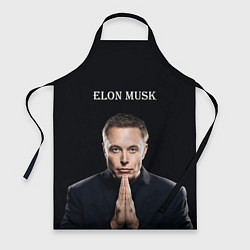 Фартук кулинарный Илон Маск, портрет на черном фоне, цвет: 3D-принт
